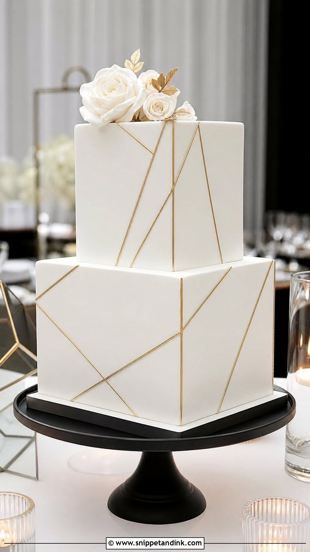Two Step Wedding Cake With Square Tiers - Snippet and Ink - 20 Two Step Cake Design Ideas for Wedding