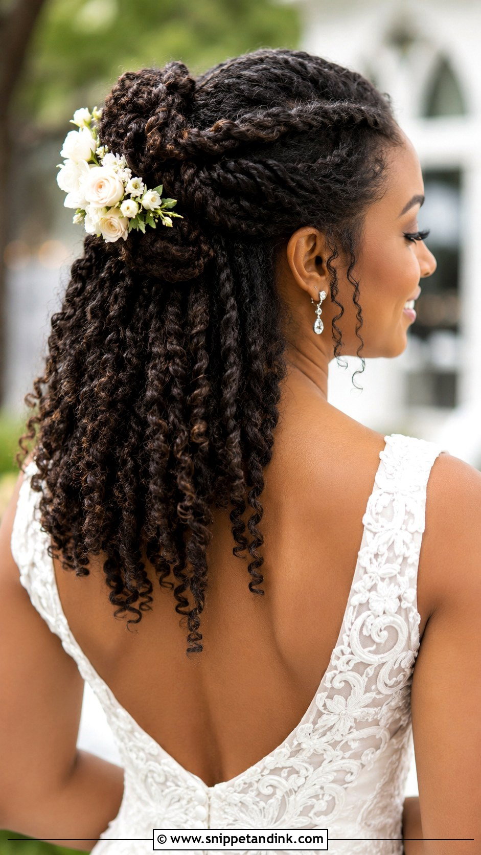 Two Strand Twist Half Updo - Snippet and Ink - 25 Natural Bridal Hairstyles Black Women