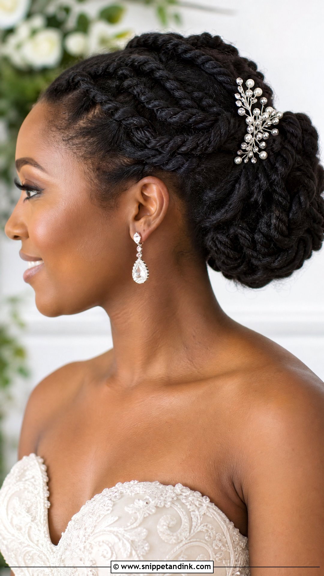 Two Strand Twist Updo - Snippet and Ink - 25 Afro Bridal Hairstyles