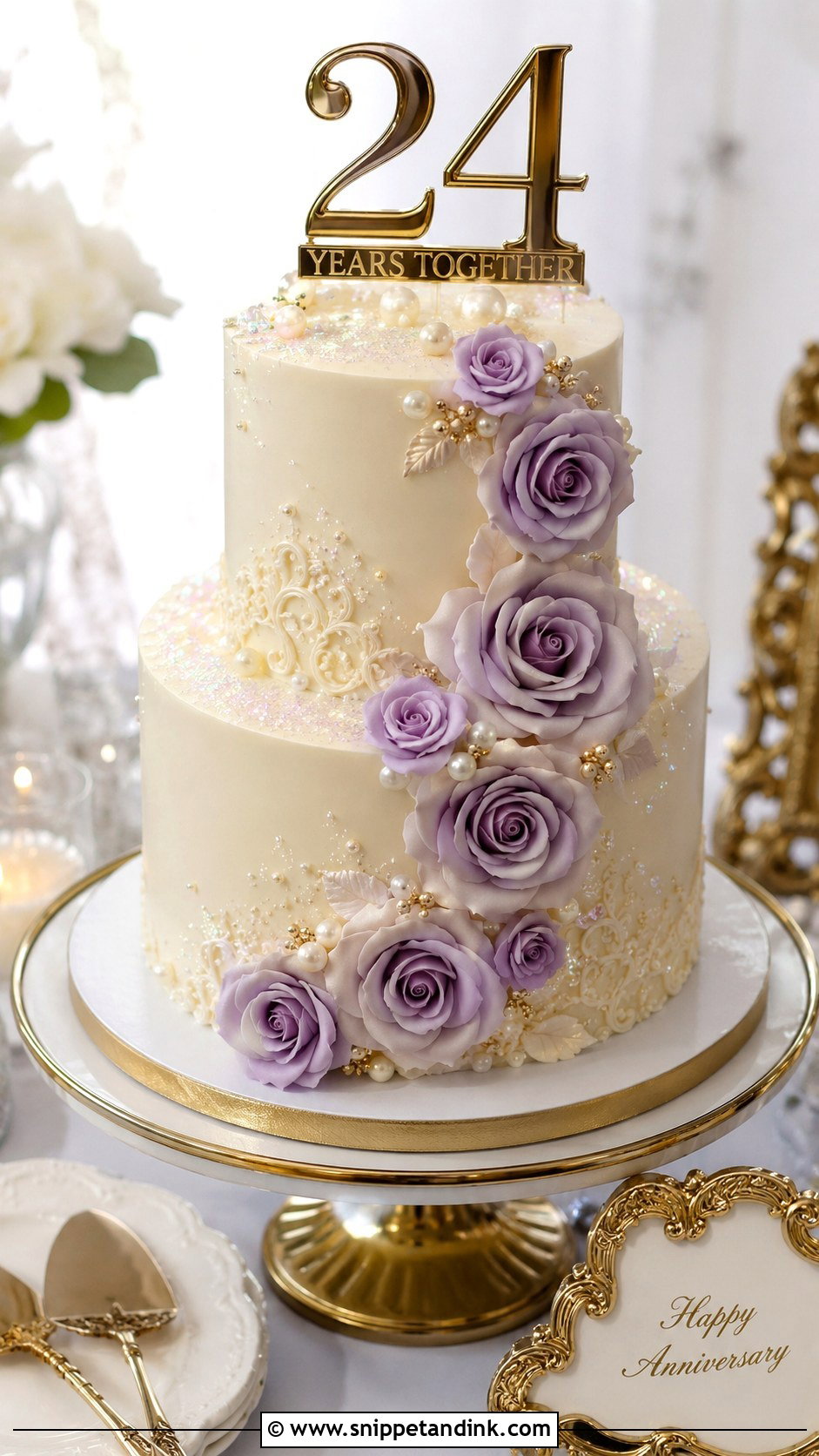 Two Tier 24th Anniversary Cake - Snippet and Ink - 20 24th Anniversary Cake Ideas