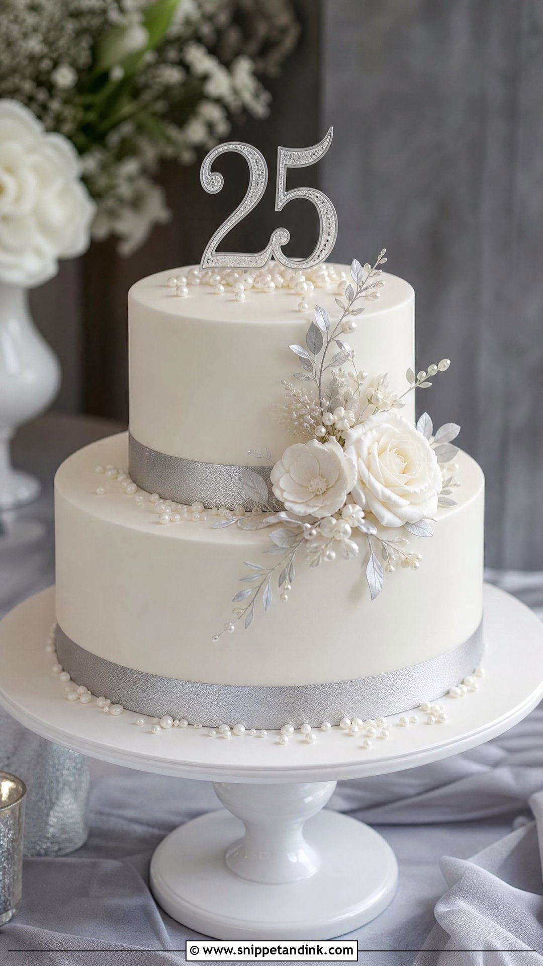 Two Tier 25th Anniversary Cake - Snippet and Ink - 25 25th Anniversary Cake Ideas