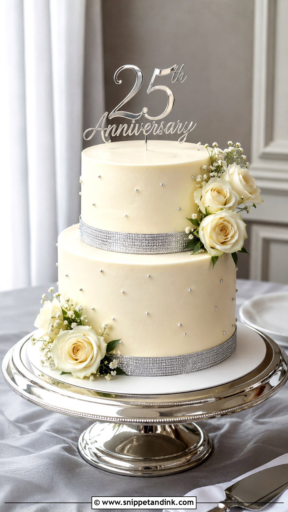 Two Tier 25th Anniversary Cake - Snippet and Ink - 20 25th Anniversary Cake Design Ideas