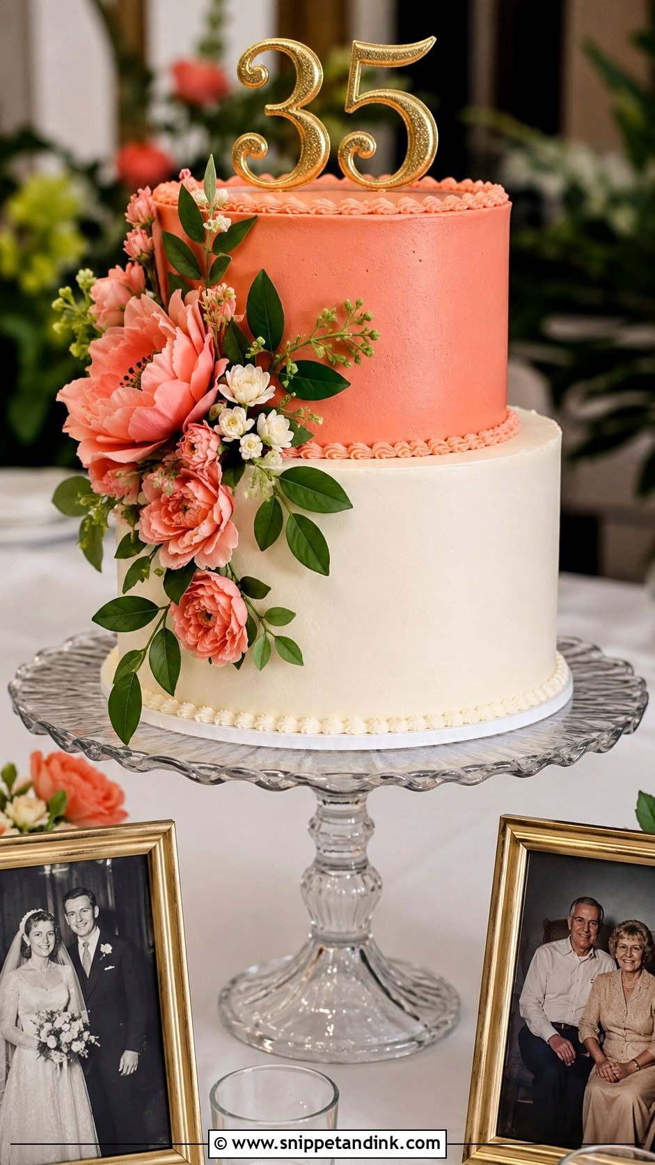 Two Tier 35th Wedding Anniversary Cake - Snippet and Ink - 20 35th Wedding Anniversary Cake Ideas