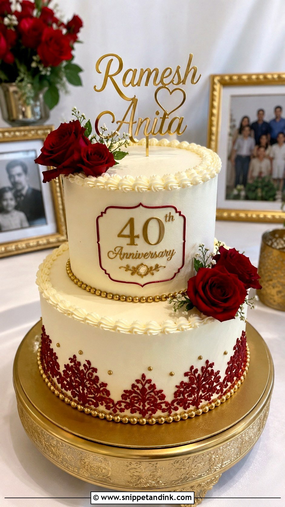 Two Tier 40th Anniversary Cake - Snippet and Ink - 20 40th Anniversary Cake for Parents