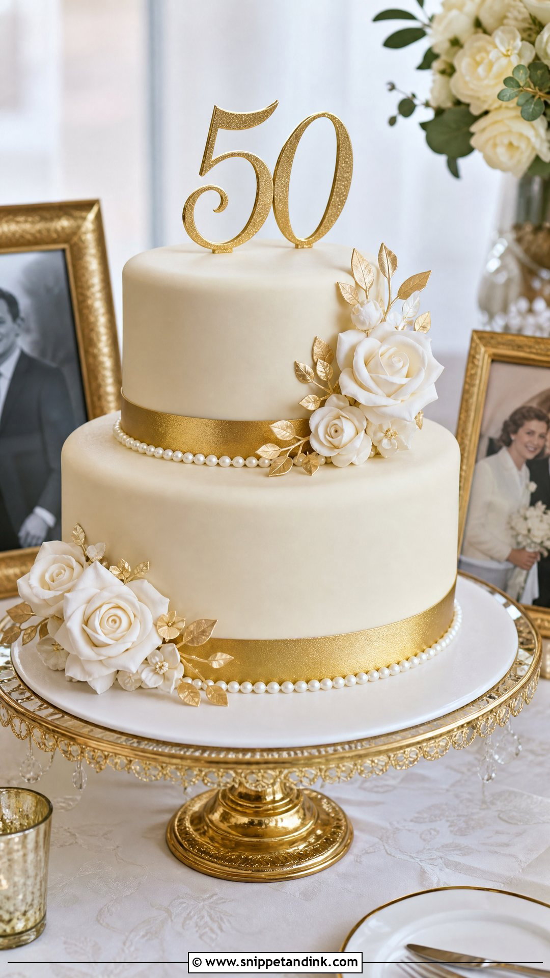 Two Tier 50th Anniversary Cake - Snippet and Ink - 25 50th Wedding Anniversary Cakes