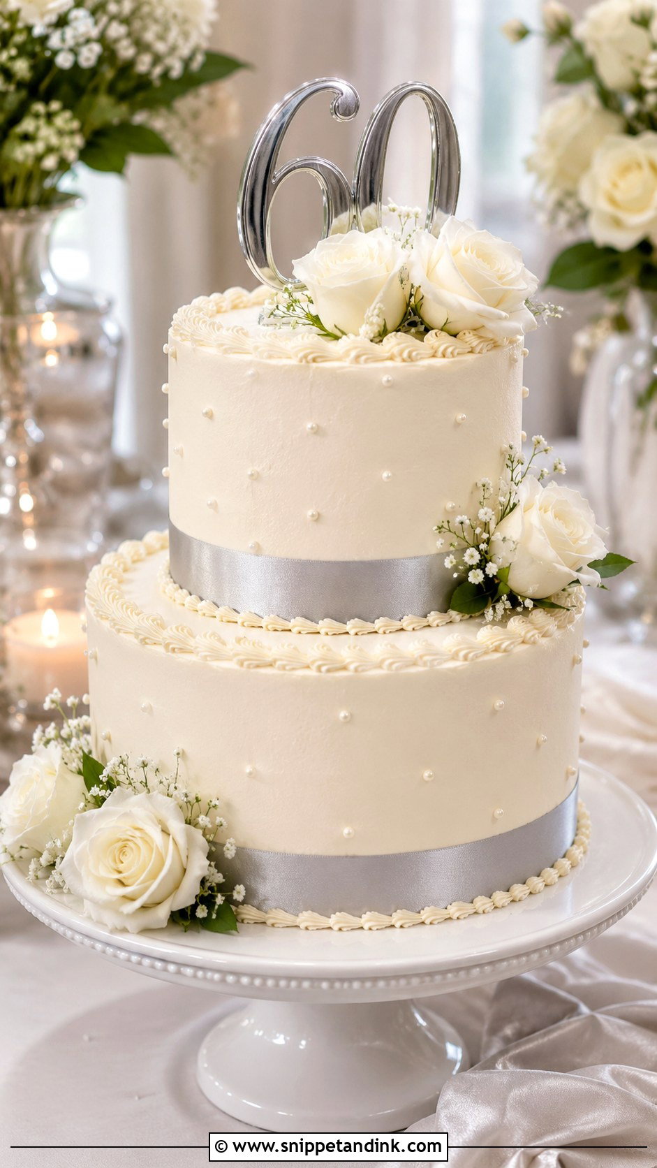 Two Tier 60th Anniversary Cake - Snippet and Ink - 20 60th Wedding Anniversary Cake Ideas