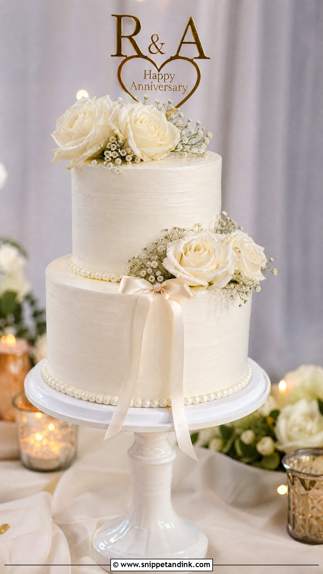 Two Tier Anniversary Cake - Snippet and Ink - 30 Anniversary Cake Aesthetic Ideas