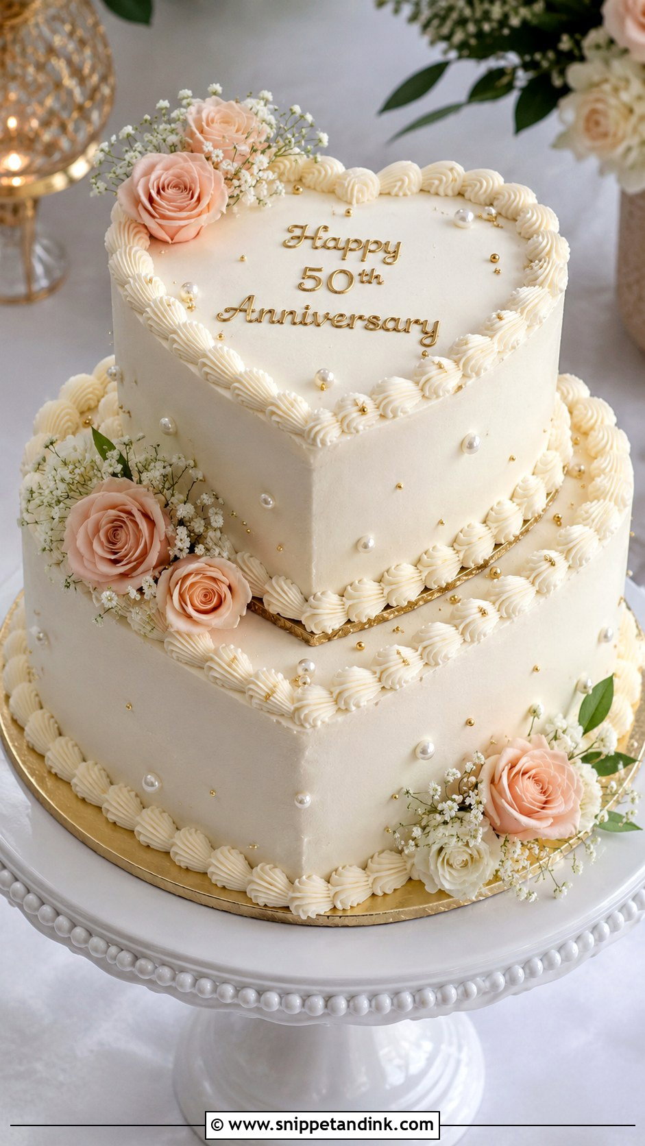 Two Tier Anniversary Heart Cake - Snippet and Ink - 20 Anniversary Heart Cake Ideas