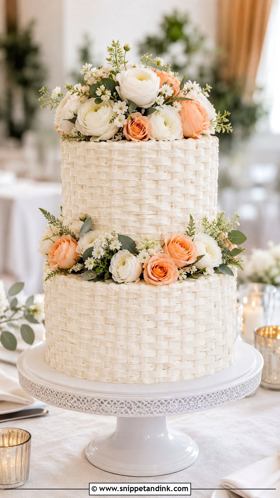 Two Tier Basket Wedding Cake With Flowers - Snippet and Ink - 20 Basket Cakes with Flowers for Wedding