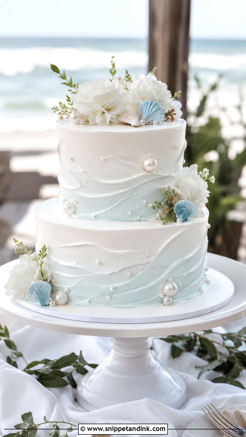 Two Tier Beach Wedding Cake - Snippet and Ink - 20 2 Tiered Cake Ideas for Wedding
