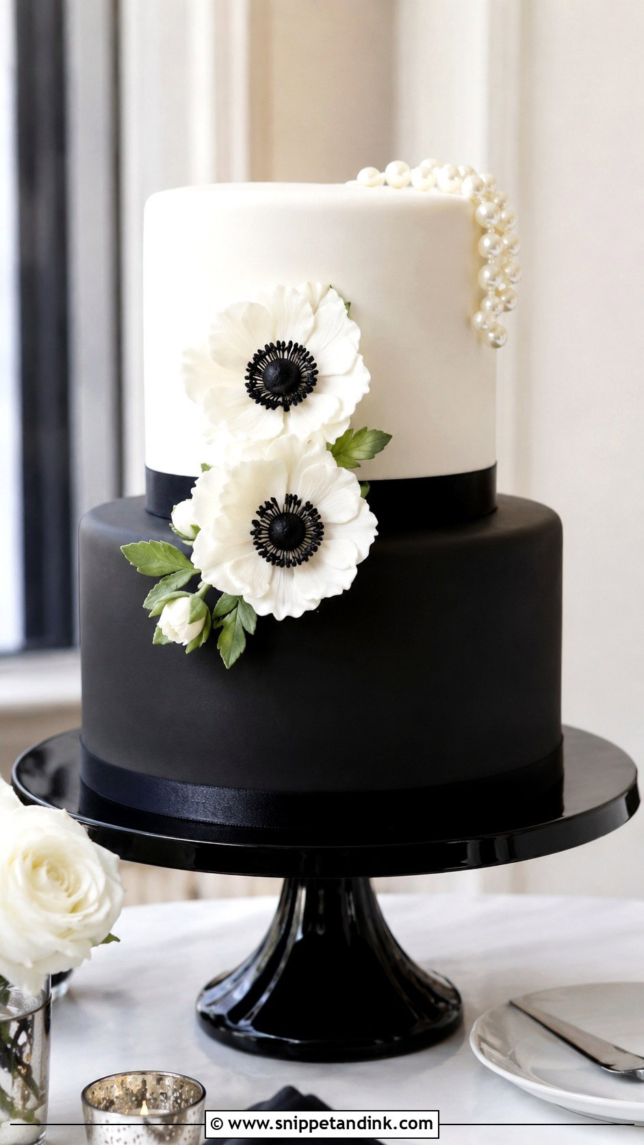 Two Tier Black And White Wedding Cake - Snippet and Ink - 20 2 Tiered Cake Ideas for Wedding