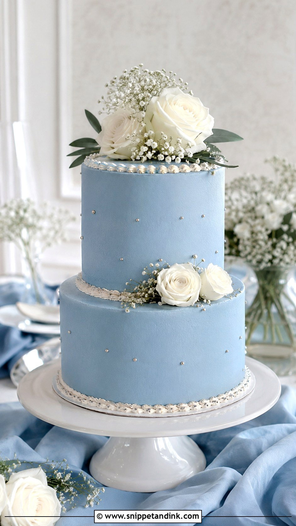 Two Tier Blue Wedding Cake - Snippet and Ink - 20 2 Tiered Cake Ideas for Wedding