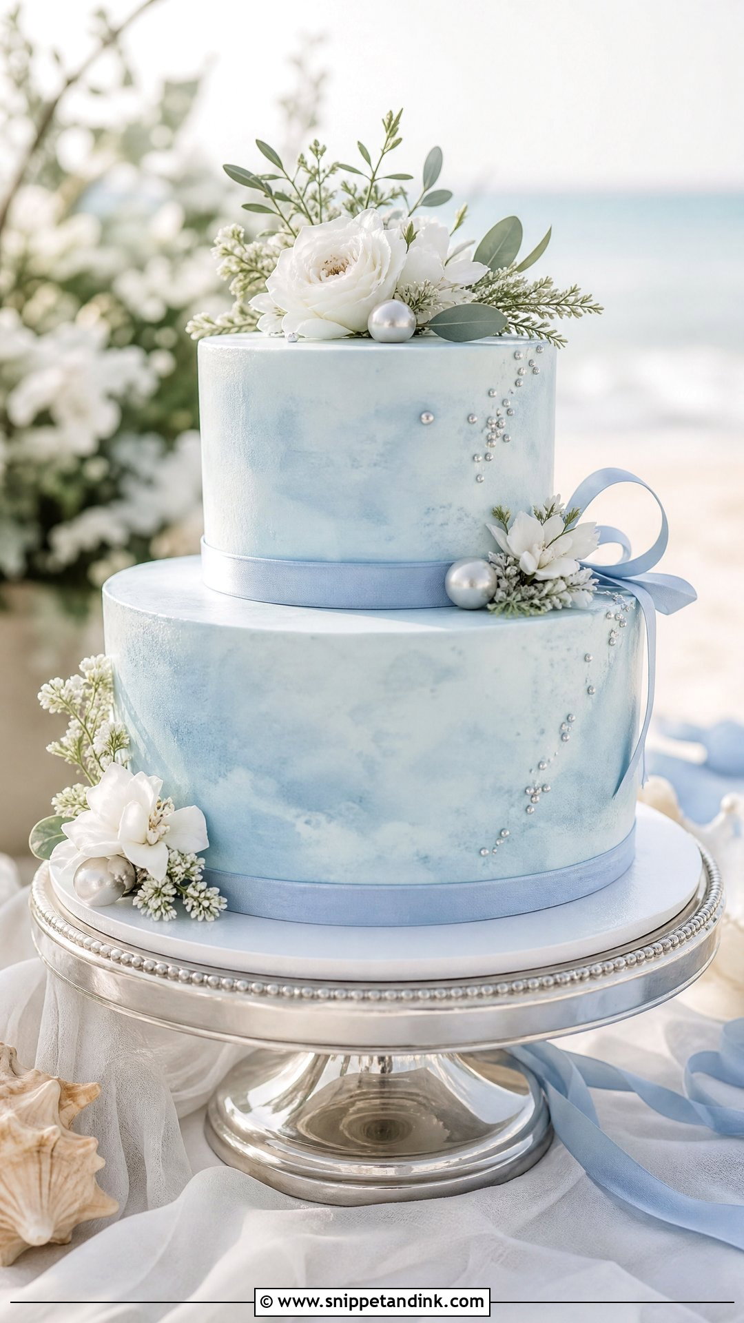 Two Tier Blue Wedding Cake - Snippet and Ink - 20 Two Tier Cakes for Wedding