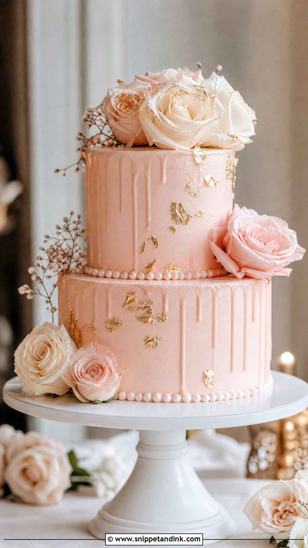 Two Tier Blush Anniversary Cake - Snippet and Ink - 20 Two Tier Anniversary Cake Ideas