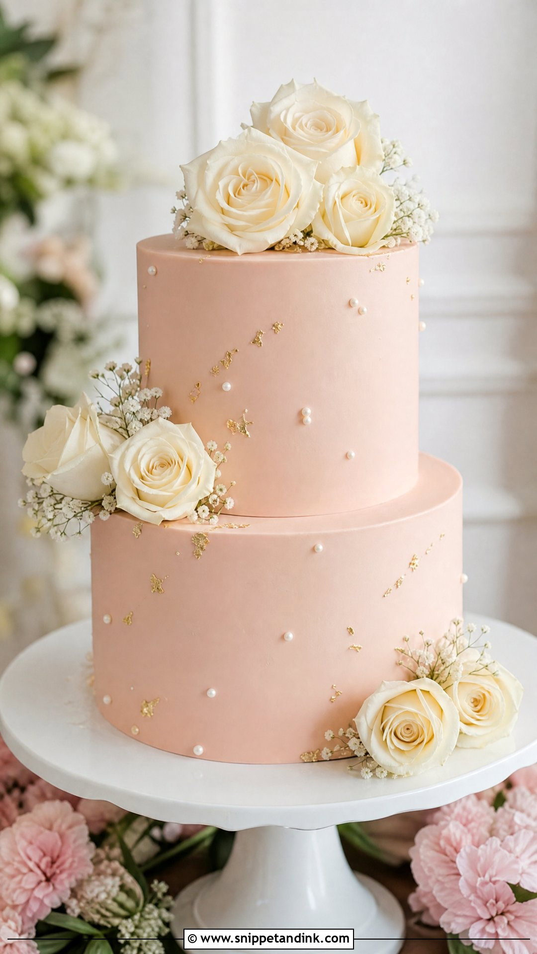 Two Tier Blush Wedding Cake - Snippet and Ink - 20 Simple Two Tier Wedding Cake Ideas