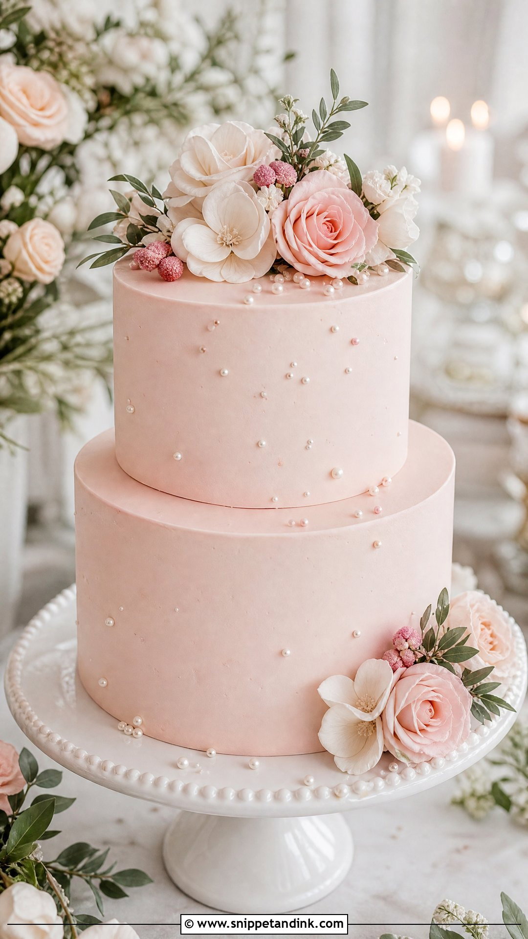 Two Tier Blush Wedding Cake - Snippet and Ink - 20 Two Tier Cakes for Wedding