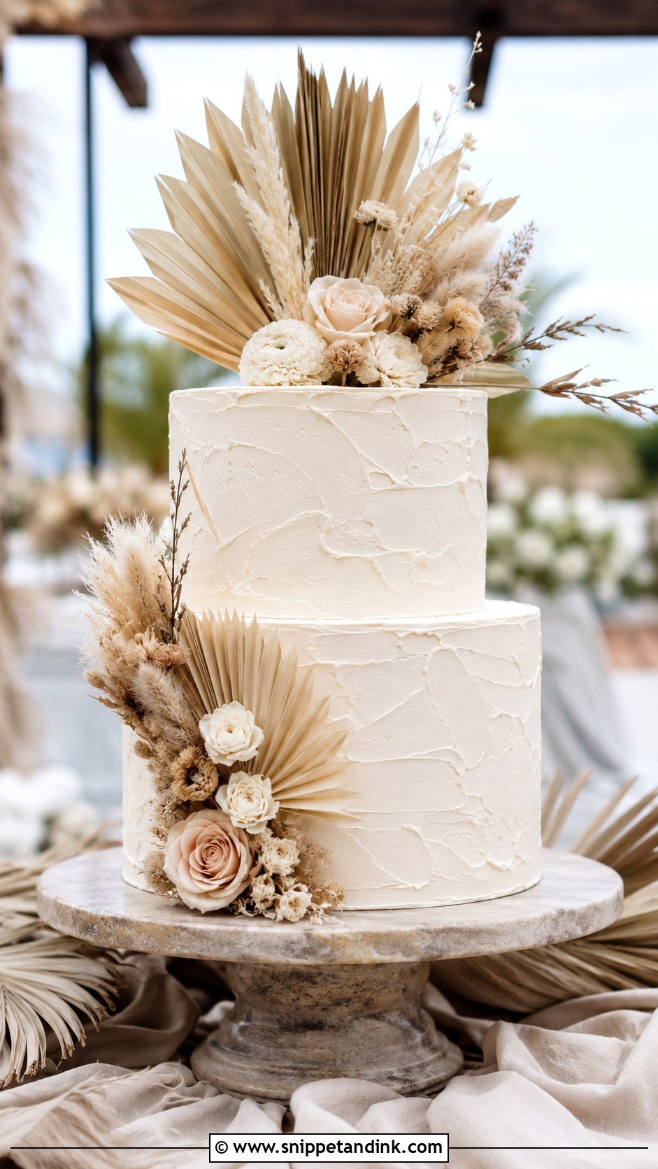 Two Tier Boho Wedding Cake - Snippet and Ink - 20 2 Step Wedding Cake Ideas