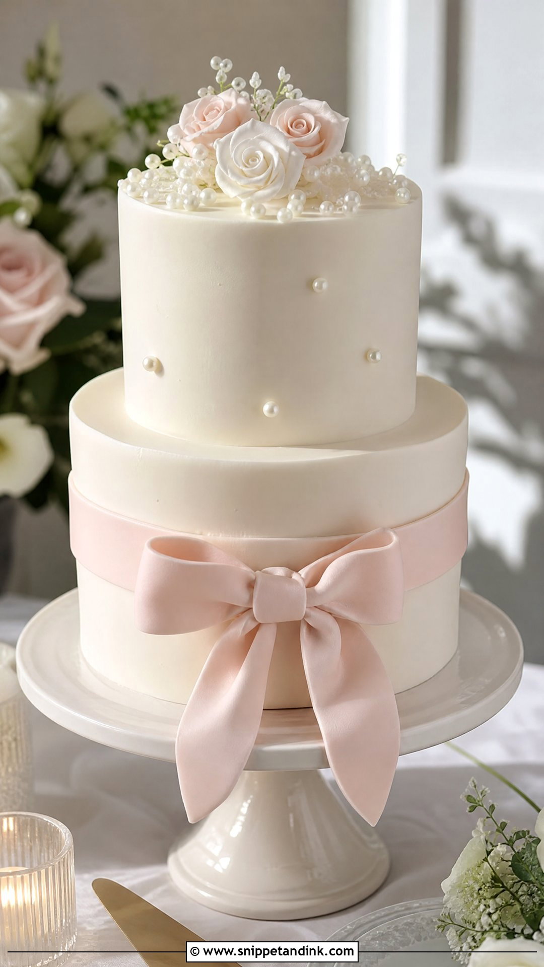 Two Tier Bow Wedding Cake - Snippet and Ink - 35 Bow Cake Ideas for Wedding