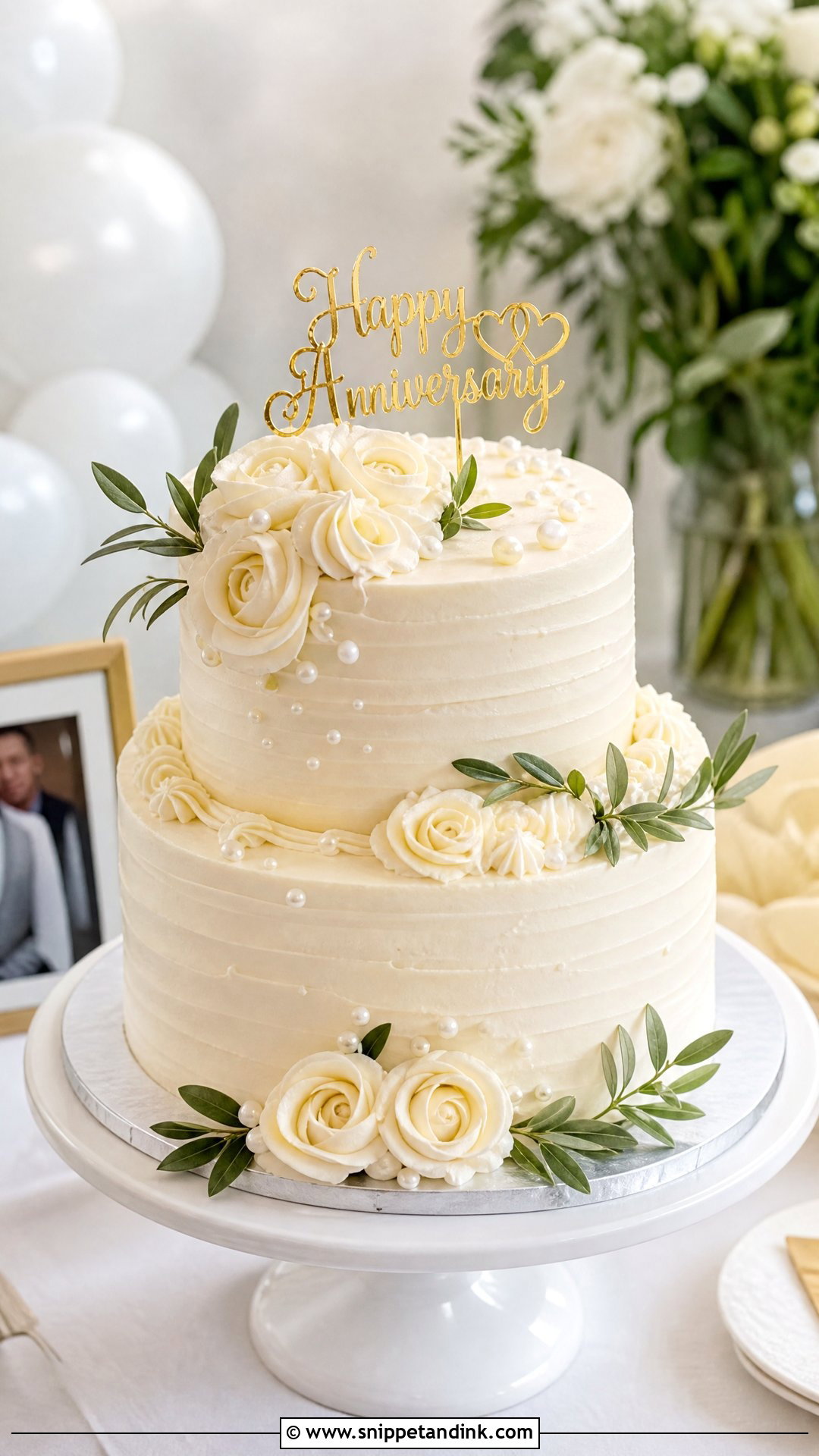 Two Tier Buttercream Anniversary Cake - Snippet and Ink - 20 Two Tier Anniversary Cake Ideas