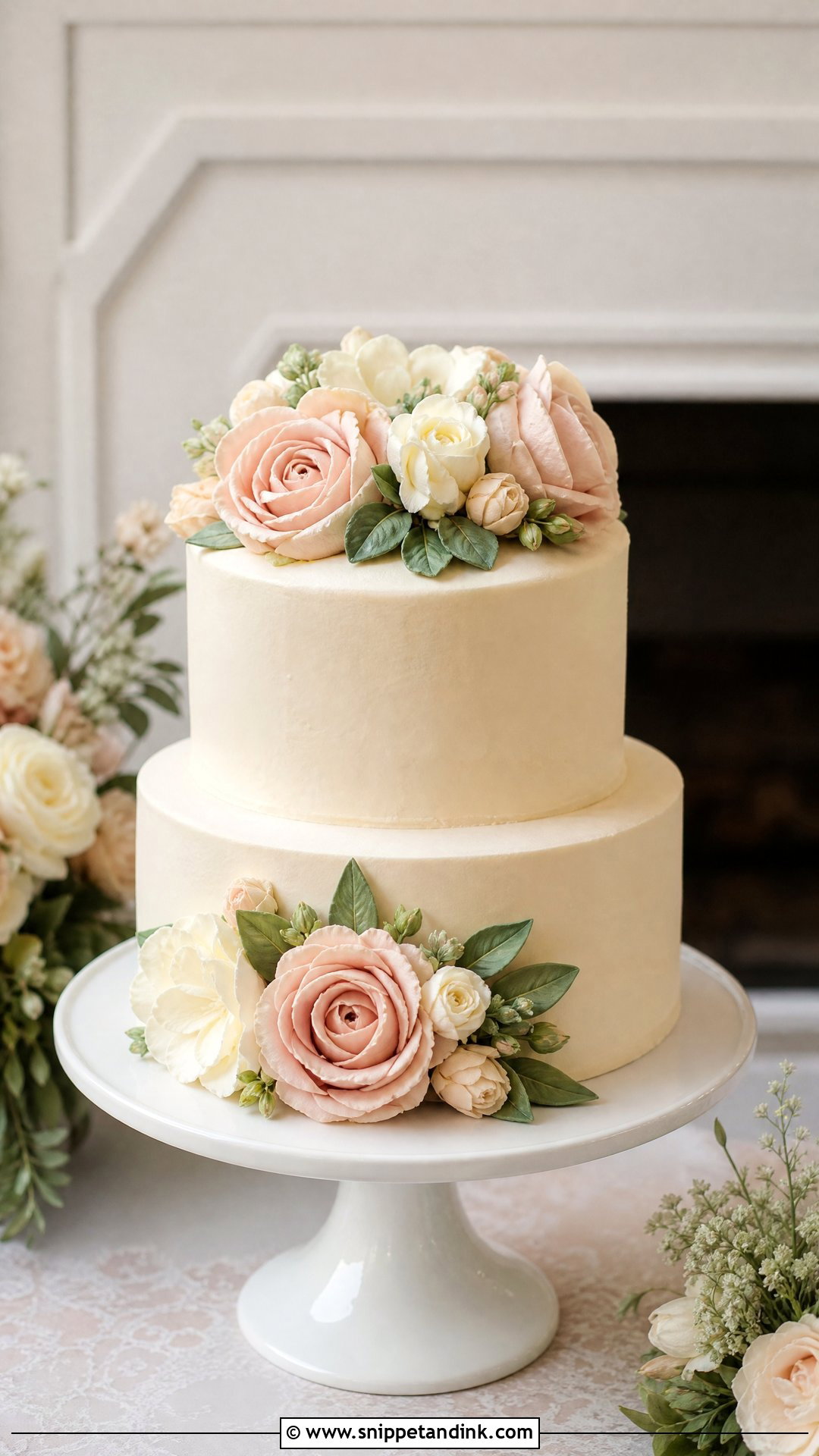 Two Tier Buttercream Flower Wedding Cake - Snippet and Ink - 25 Buttercream Flower Cake Ideas for Wedding