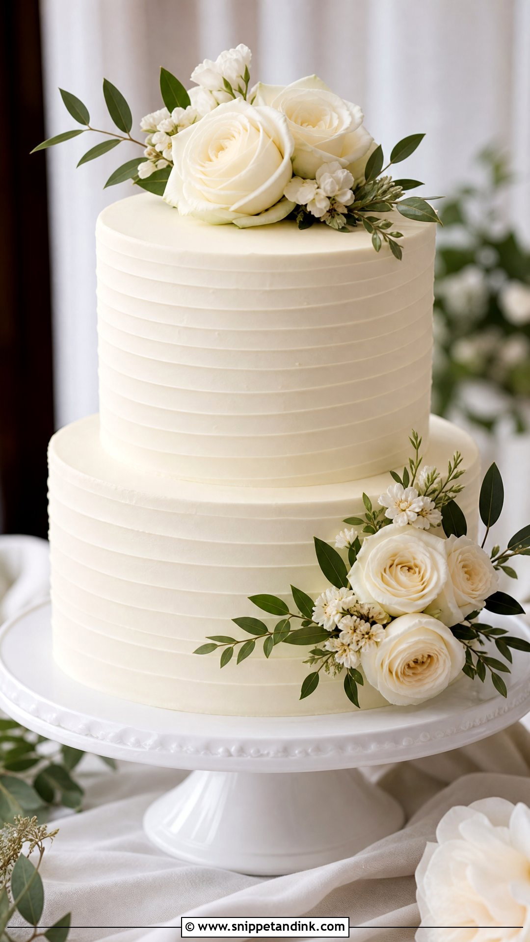 Two Tier Buttercream Wedding Cake - Snippet and Ink - 25 Double Tier Cake Design Ideas for Wedding