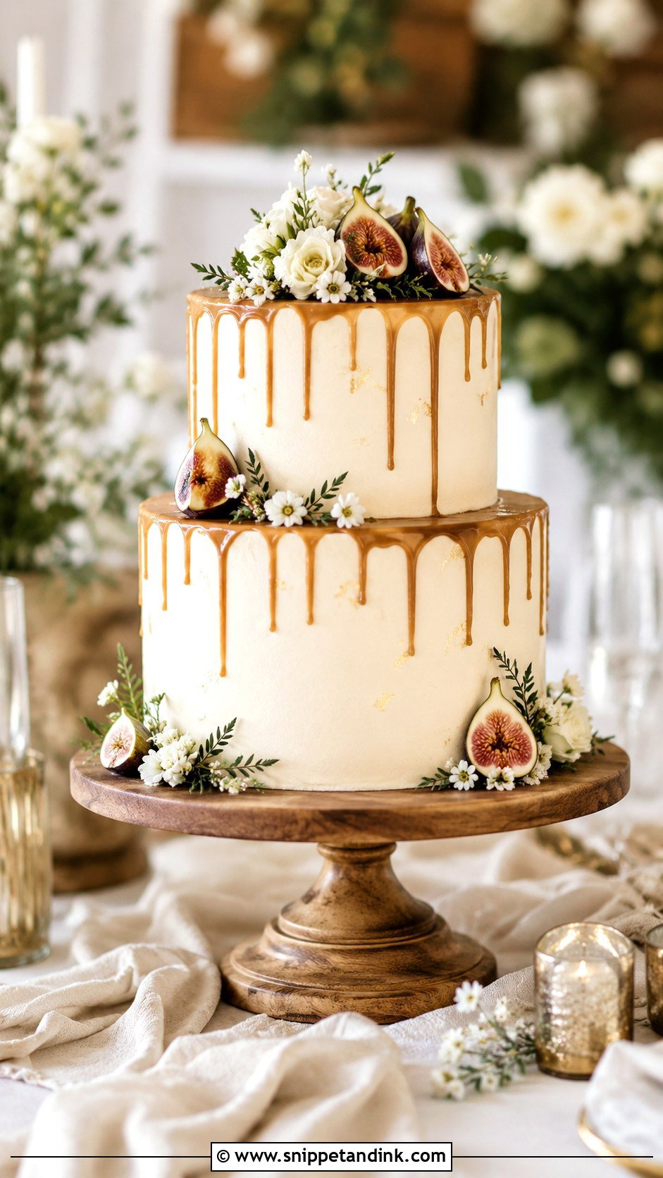 Two Tier Buttercream Wedding Cake With Caramel Drip - Snippet and Ink - 30 Simple Buttercream Two Tier Wedding Cake Ideas