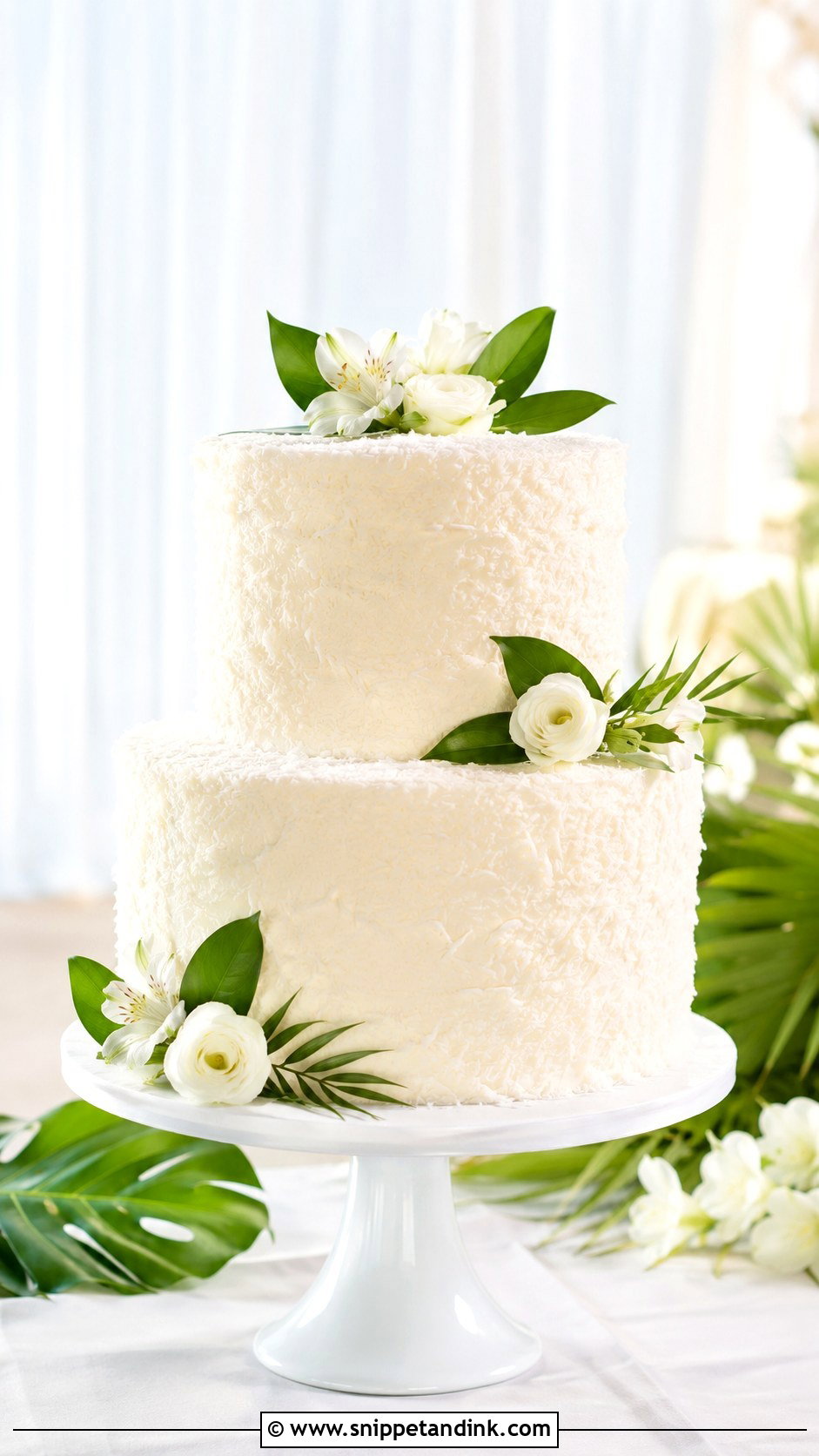 Two Tier Buttercream Wedding Cake With Coconut - Snippet and Ink - 30 Simple Buttercream Two Tier Wedding Cake Ideas