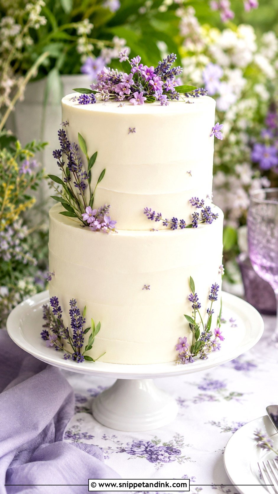 Two Tier Buttercream Wedding Cake With Lavender - Snippet and Ink - 30 Simple Buttercream Two Tier Wedding Cake Ideas