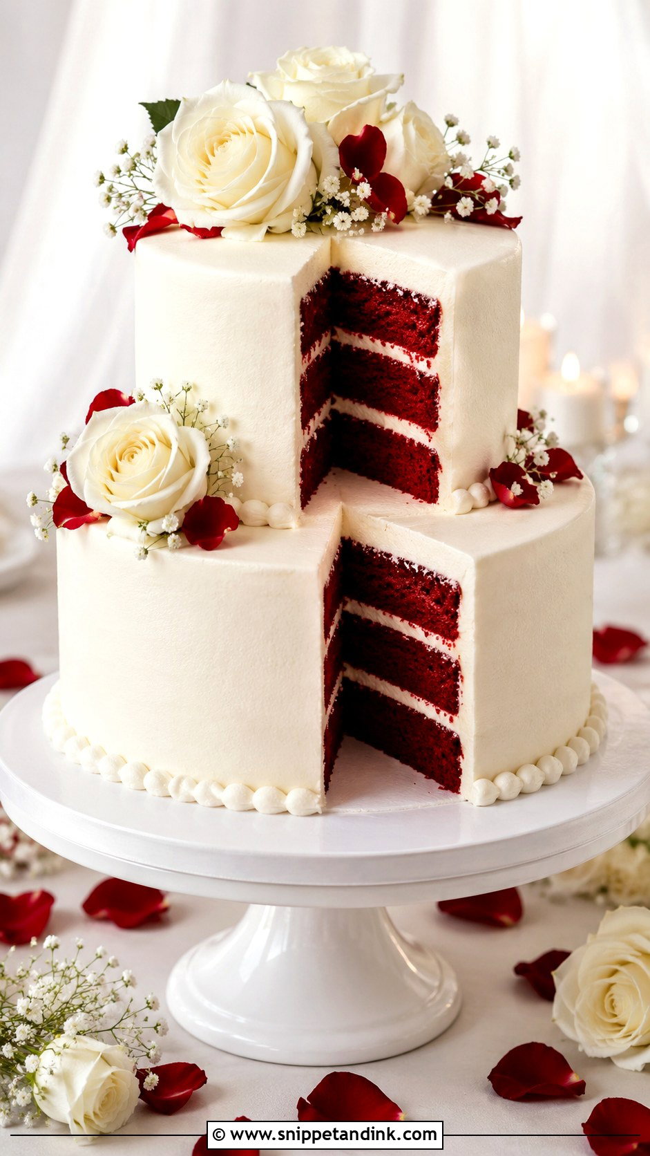 Two Tier Buttercream Wedding Cake With Red Velvet - Snippet and Ink - 30 Simple Buttercream Two Tier Wedding Cake Ideas