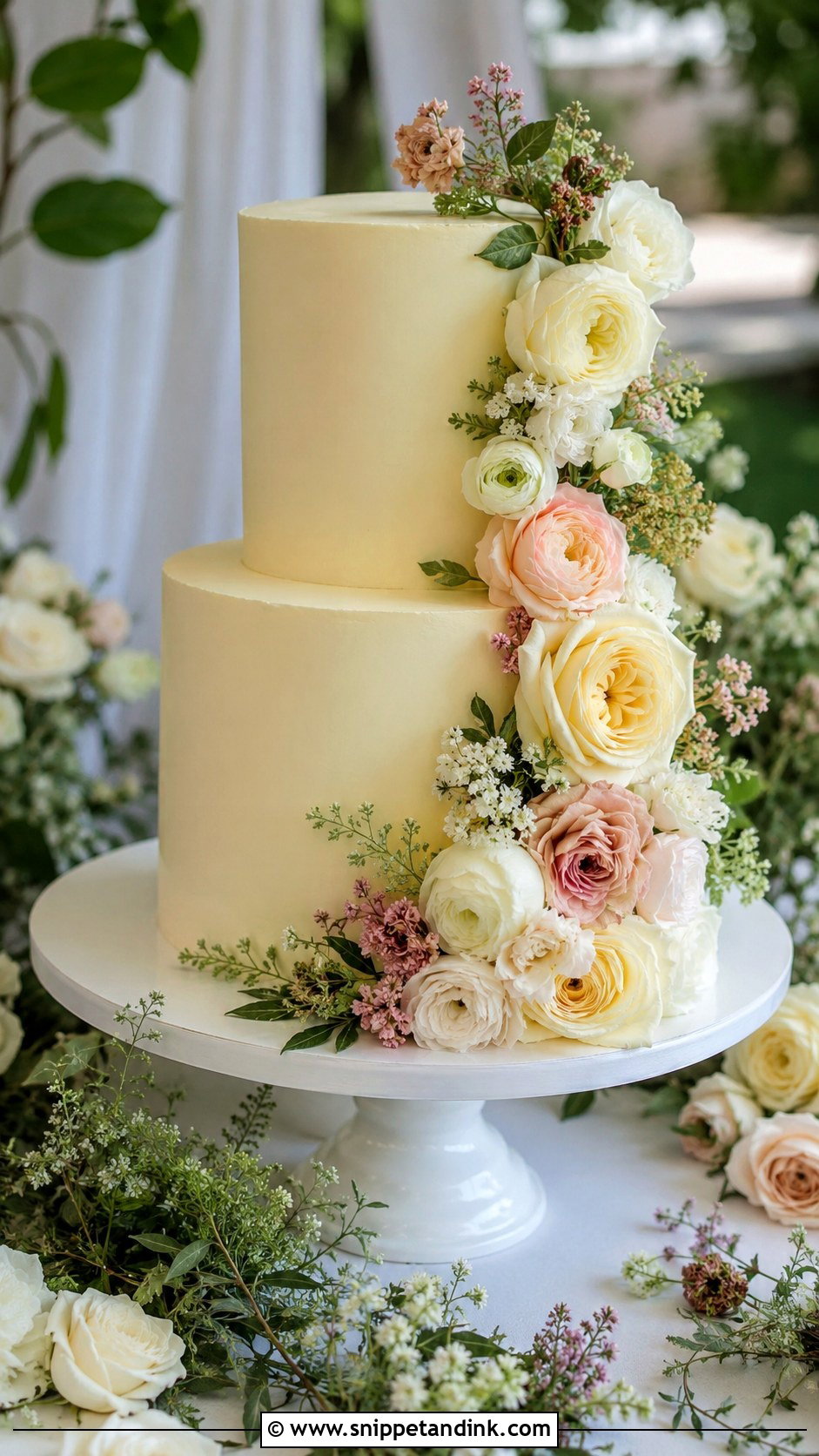 Two Tier Buttercream Wedding Cake With Terracotta Flowers - Snippet and Ink - 30 Simple Buttercream Two Tier Wedding Cake Ideas
