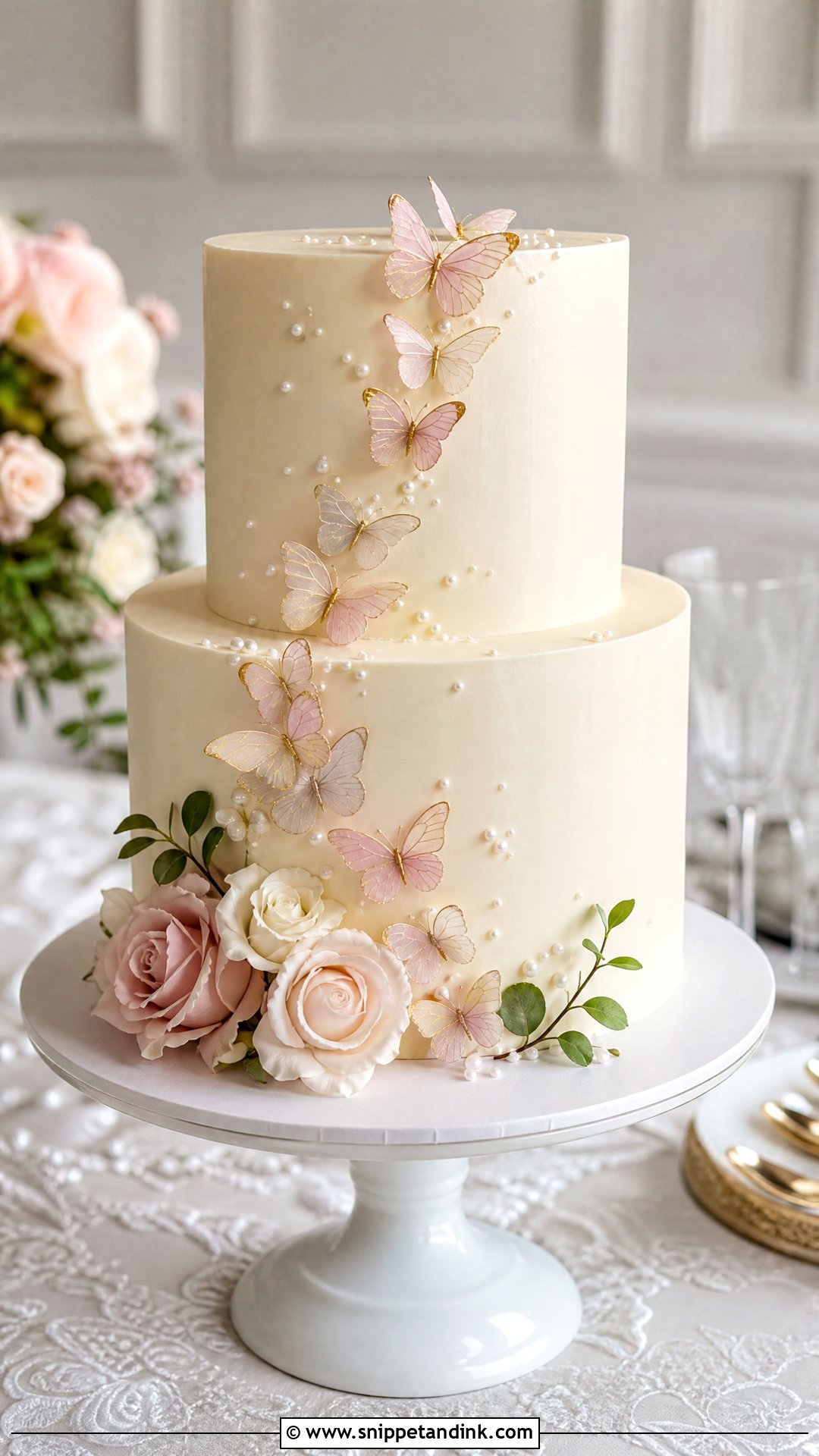 Two Tier Butterfly Wedding Cake - Snippet and Ink - 25 Butterfly Cake Design Ideas for Wedding