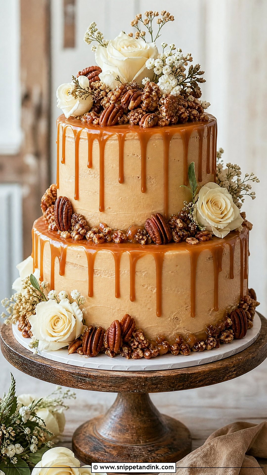 Two Tier Caramel Pecan Torte Wedding Cake - Snippet and Ink - 20 Tier Torte Ideas for Wedding
