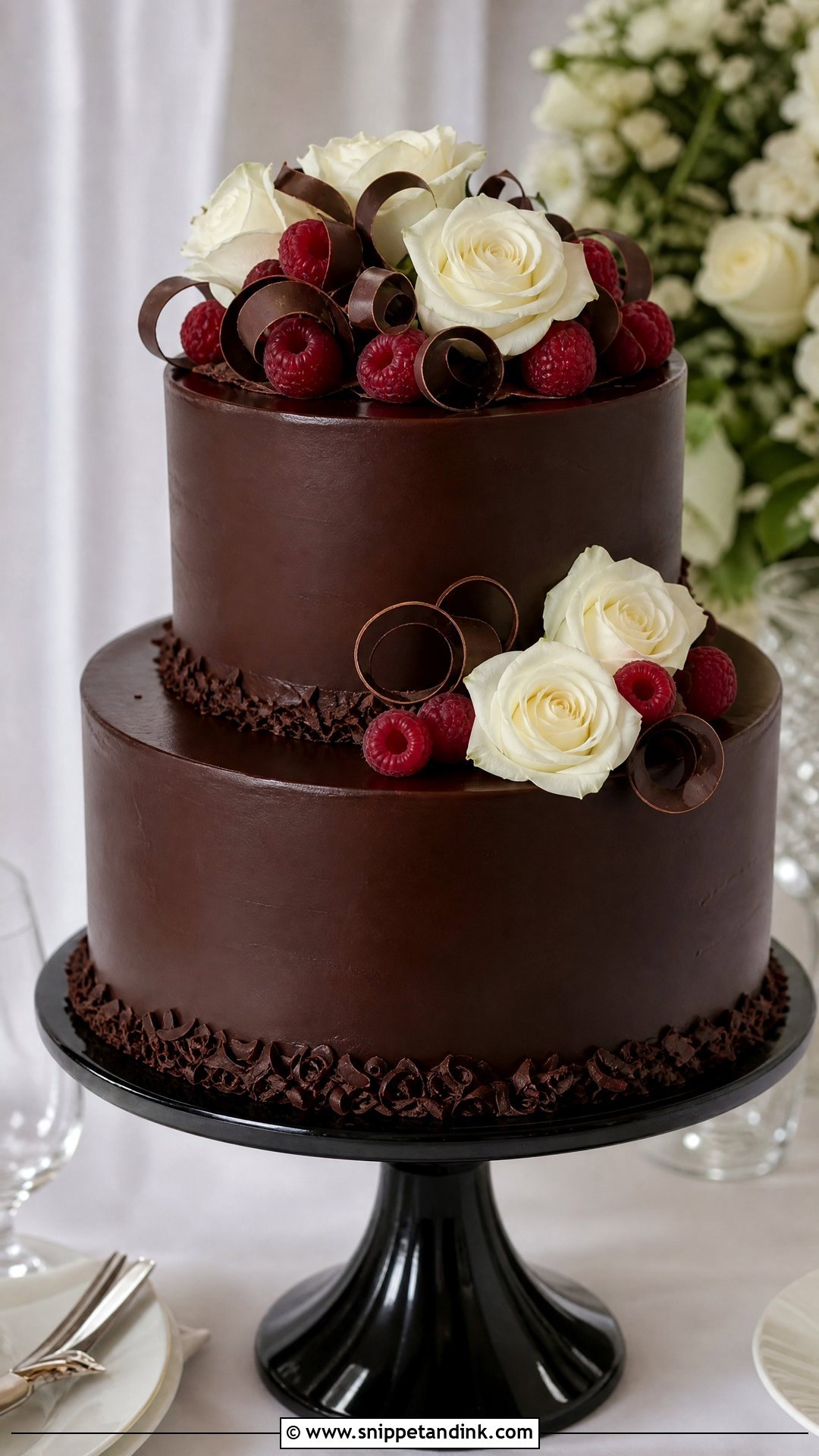 Two Tier Chocolate Wedding Cake - Snippet and Ink - 20 Simple Two Tier Wedding Cake Ideas