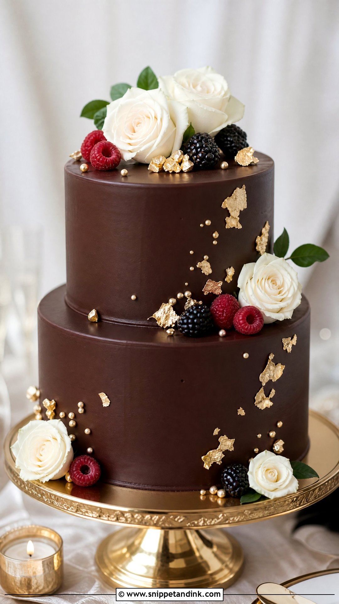 Two Tier Chocolate Wedding Cake - Snippet and Ink - 25 Double Tier Cake Design Ideas for Wedding