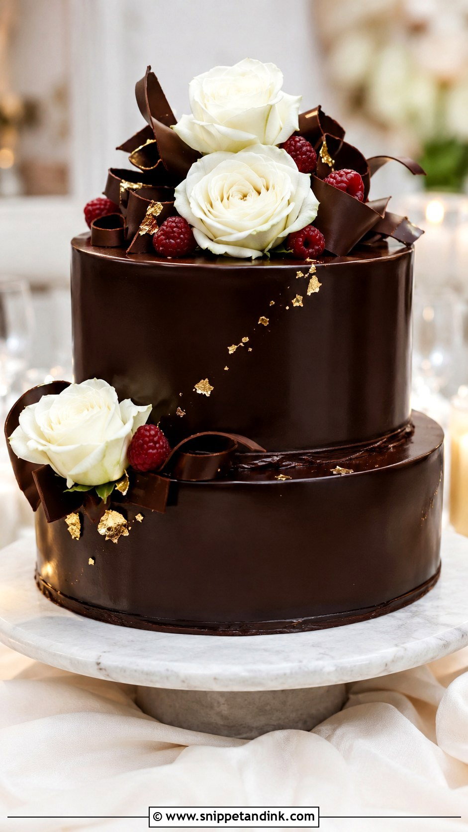 Two Tier Chocolate Wedding Cake - Snippet and Ink - 20 2 Step Wedding Cake Ideas