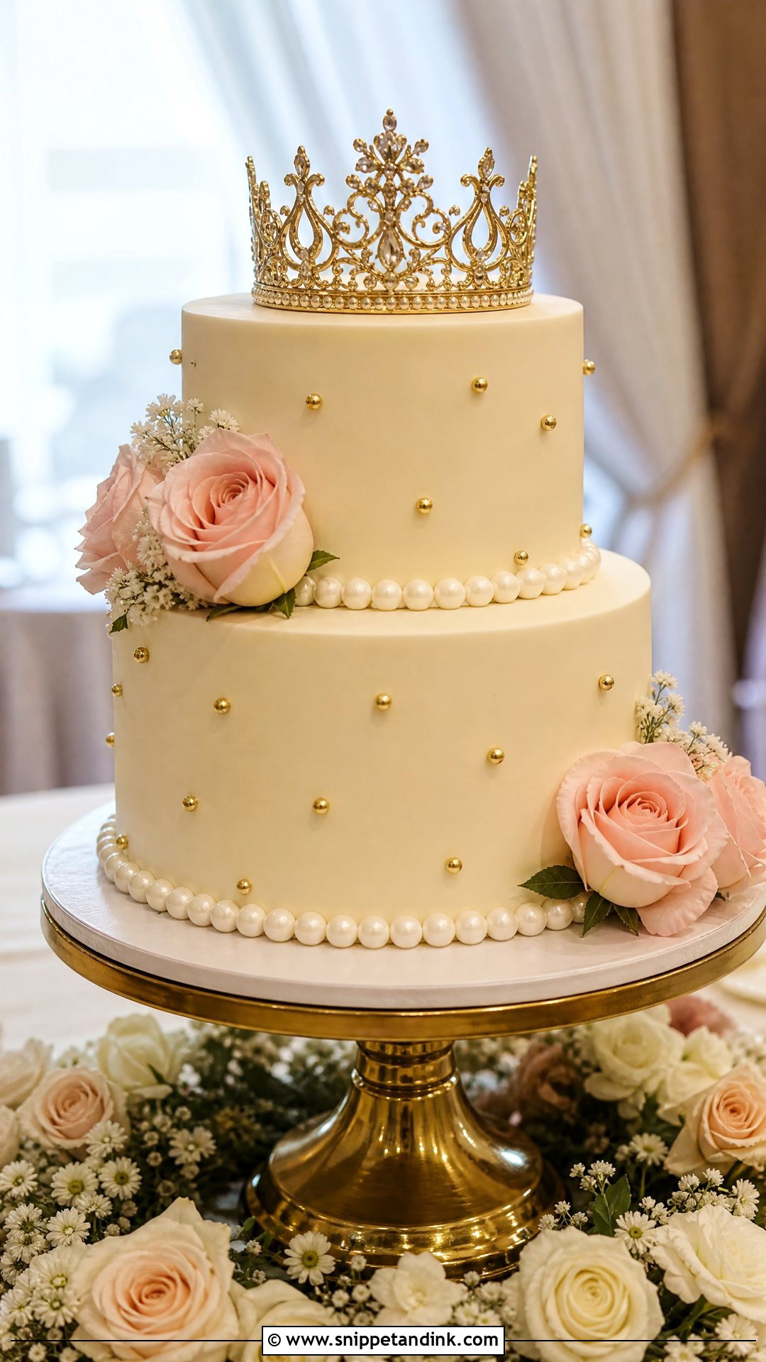 Two Tier Crown Wedding Cake - Snippet and Ink - 35 Crown Cake Ideas for Wedding