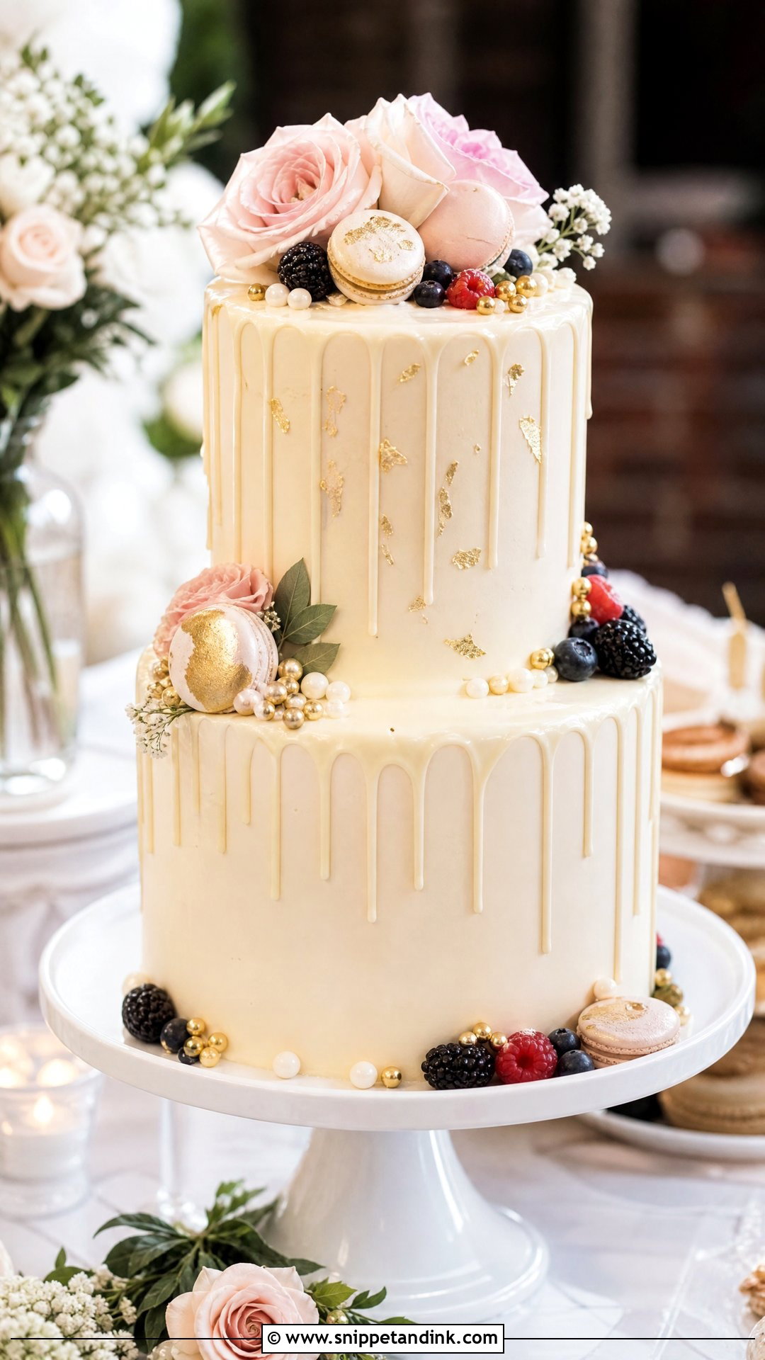 Two Tier Drip Wedding Cake - Snippet and Ink - 25 Double Tier Cake Design Ideas for Wedding