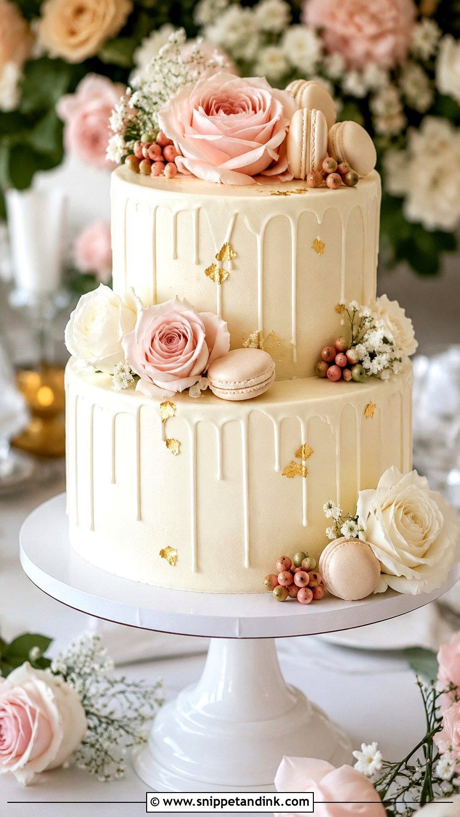 Two Tier Drip Wedding Cake - Snippet and Ink - 20 2 Step Wedding Cake Ideas