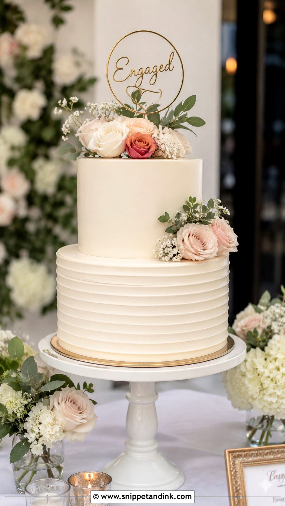 Two Tier Engagement Cake - Snippet and Ink - 20 Elegant Engagement Cake Ideas