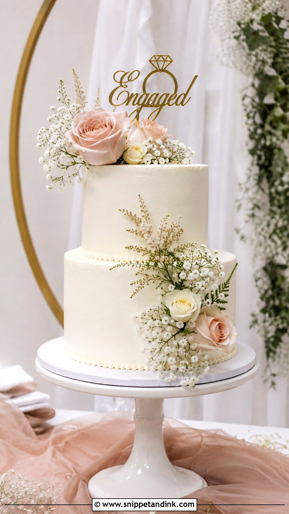 Two Tier Engagement Cake - Snippet and Ink - 20 Engagement Theme Cake Ideas