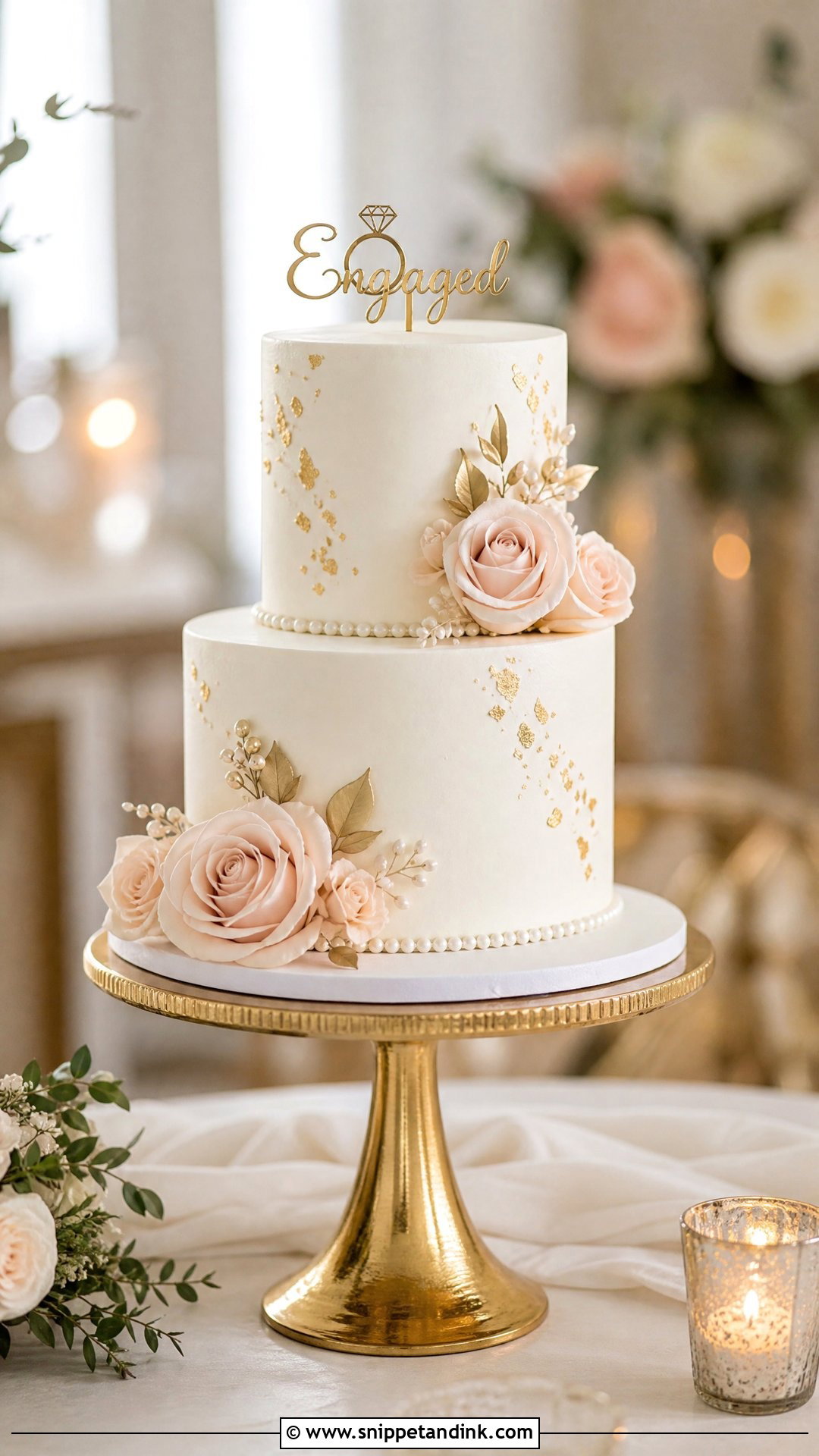 Two Tier Engagement Cake - Snippet and Ink - 25 Unique Engagement Cake Designs