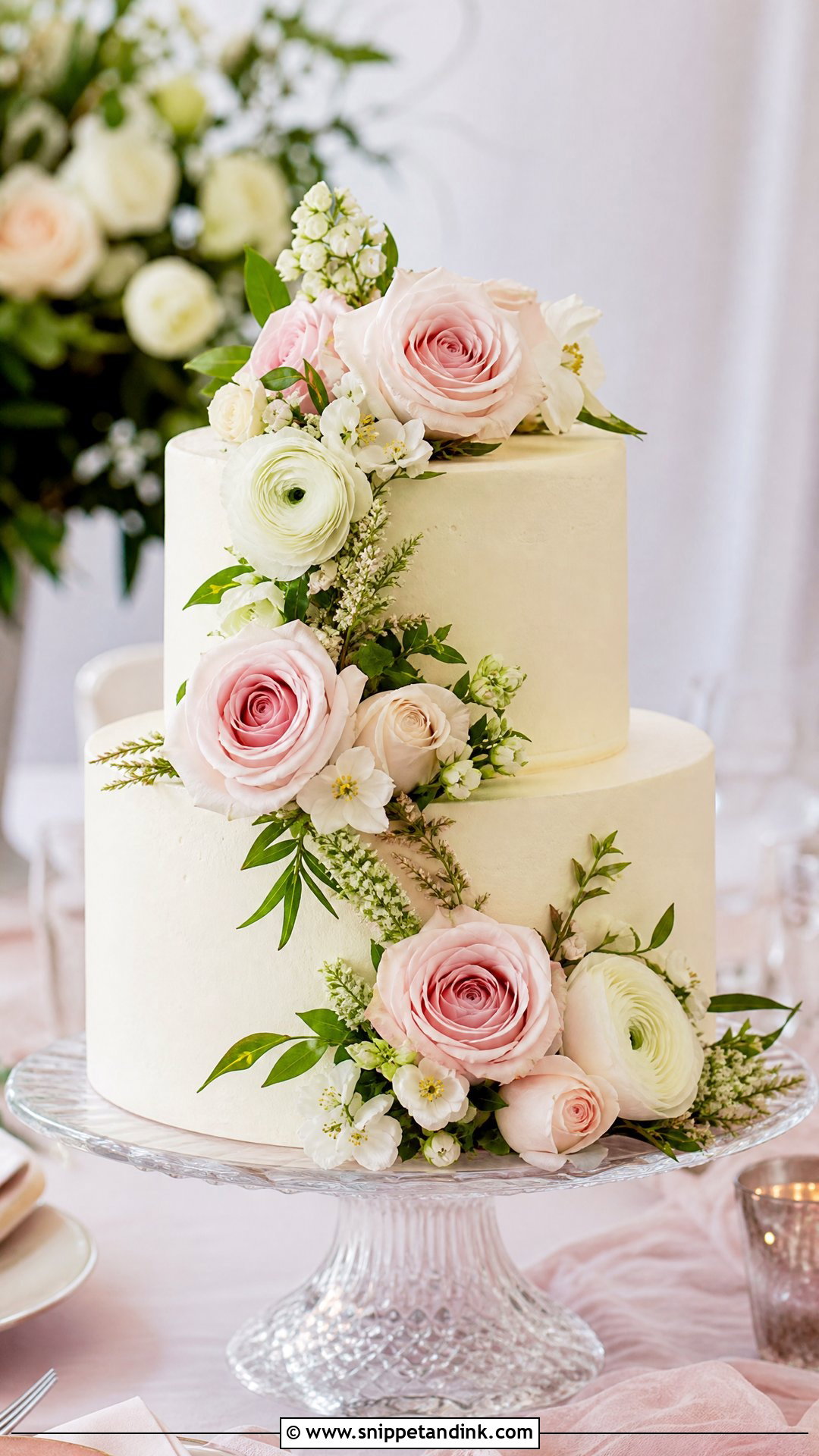 Two Tier Floral Anniversary Cake - Snippet and Ink - 20 Two Tier Anniversary Cake Ideas