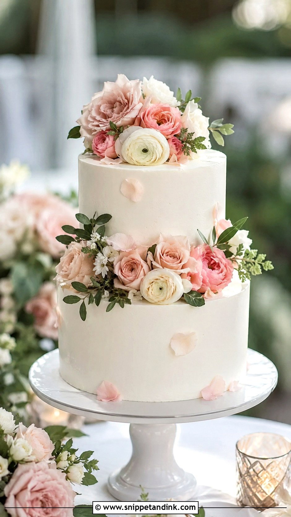 Two Tier Floral Wedding Cake - Snippet and Ink - 20 2 Tiered Cake Ideas for Wedding