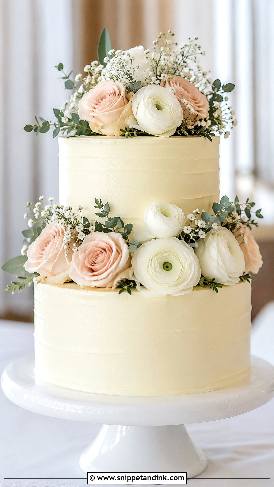 Two Tier Floral Wedding Cake - Snippet and Ink - 20 Modern Floral Wedding Cake Ideas