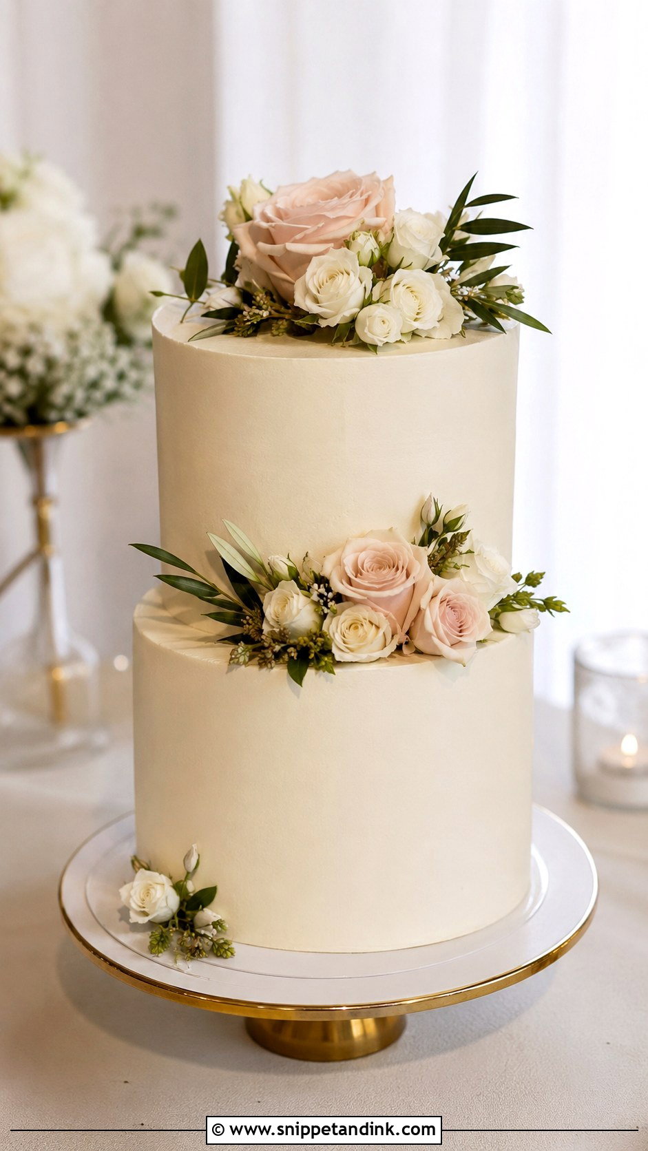 Two Tier Floral Wedding Cake - Snippet and Ink - 20 Simple Floral Wedding Cake Ideas
