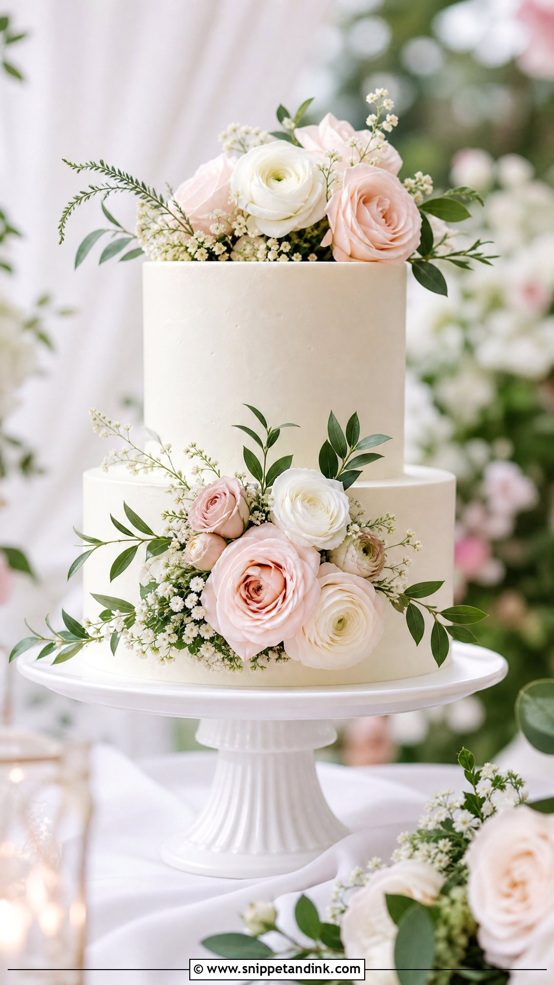 Two Tier Floral Wedding Cake - Snippet and Ink - 20 Simple Two Tier Wedding Cake Ideas