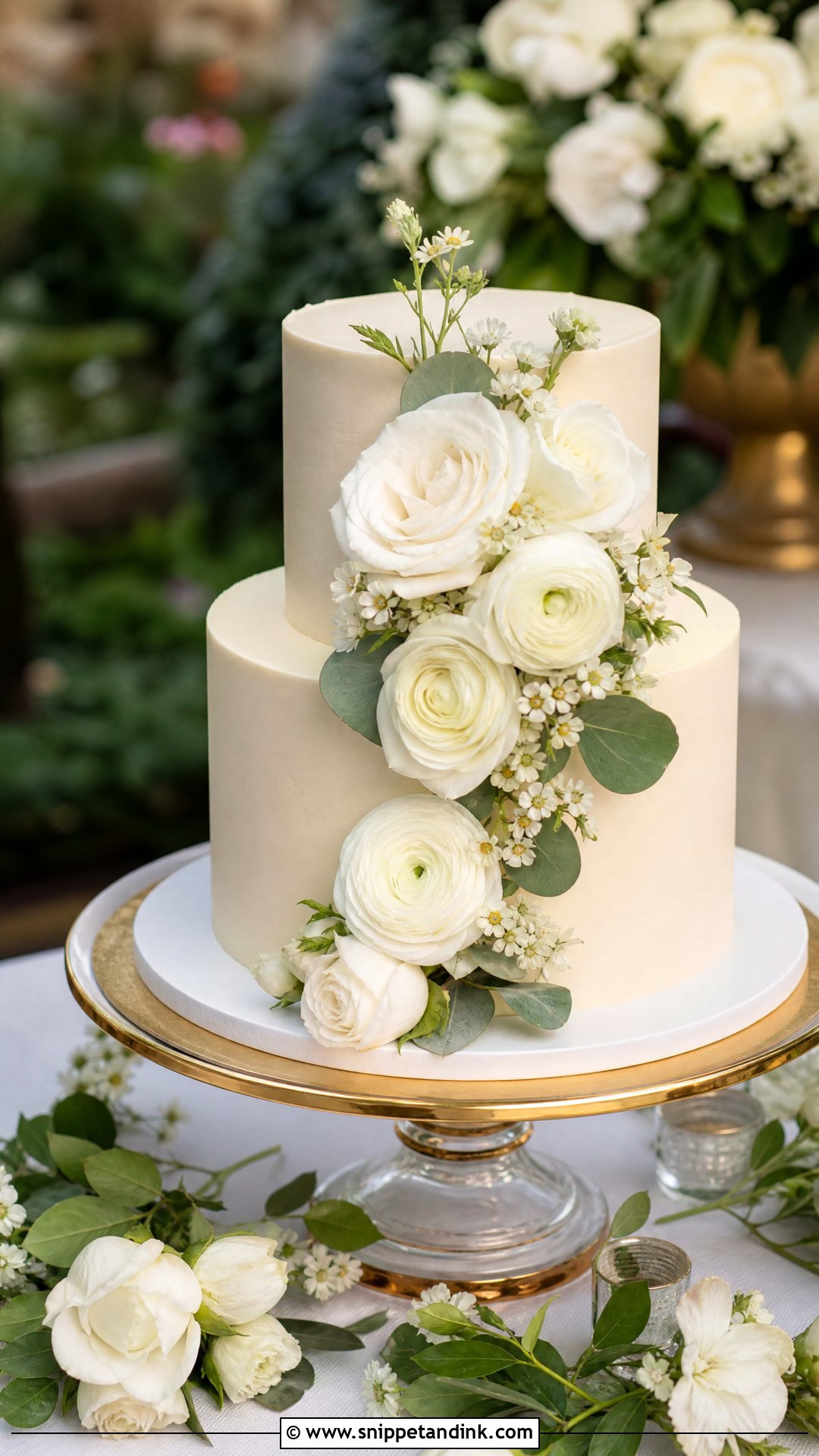 Two Tier Floral Wedding Cake - Snippet and Ink - 25 Double Tier Cake Design Ideas for Wedding