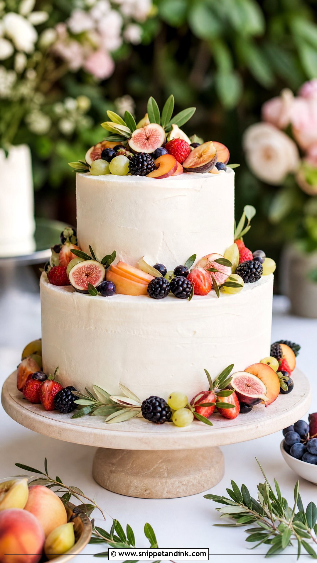 Two Tier Fresh Fruit Wedding Cake - Snippet and Ink - 20 Simple Two Tier Wedding Cake Ideas