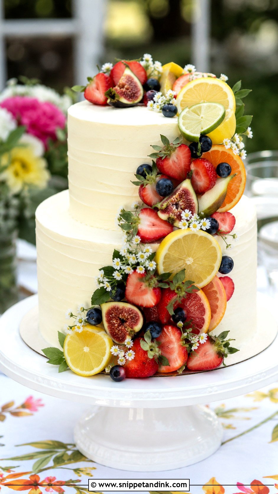Two Tier Fruit Wedding Cake - Snippet and Ink - 20 2 Step Wedding Cake Ideas