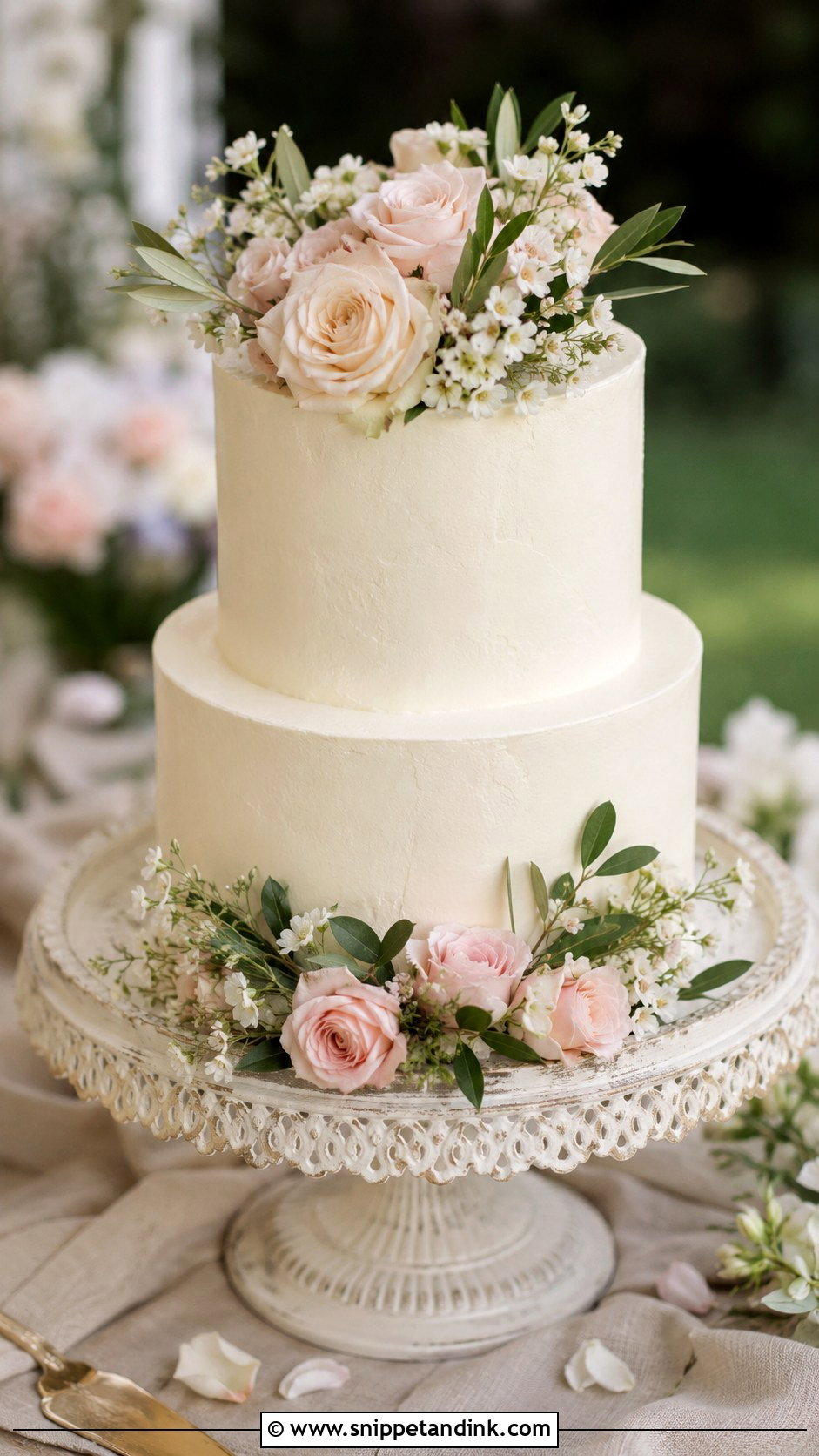 Two Tier Garden Wedding Cake - Snippet and Ink - 20 Romantic Garden Wedding Cake Ideas
